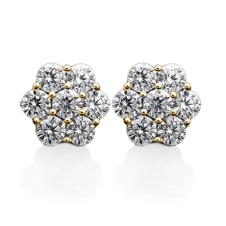 Diamond Flower Cluster Studs
