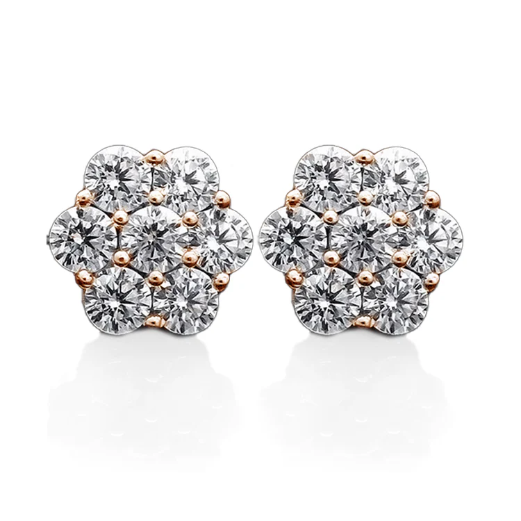 Diamond Flower Cluster Studs - Image 3