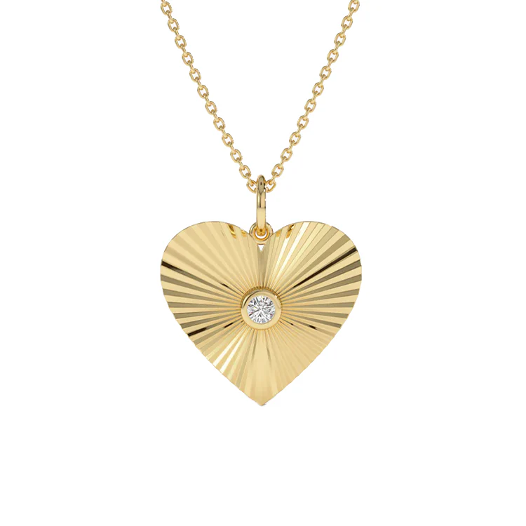 Diamond Fluted Heart Necklace