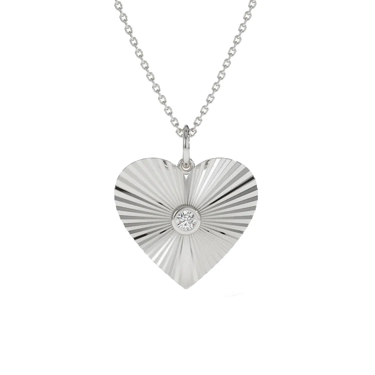 Diamond Fluted Heart Necklace - Image 2