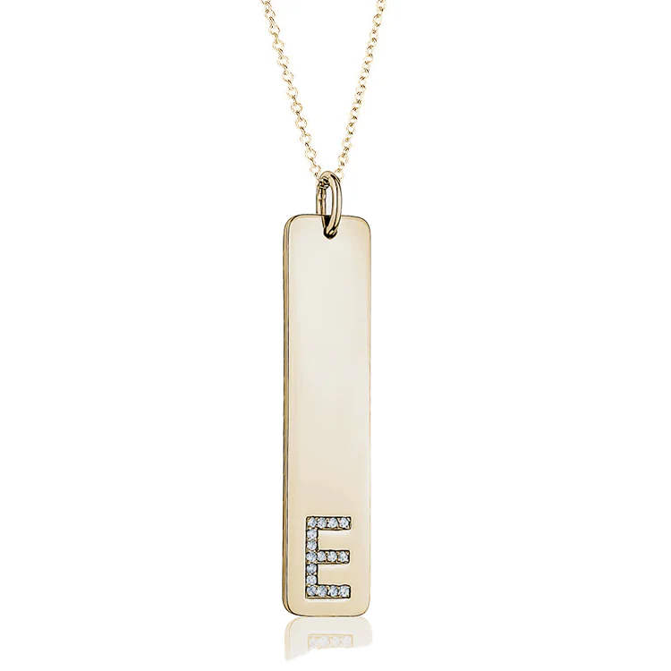 Diamond Initial Bar Pendant