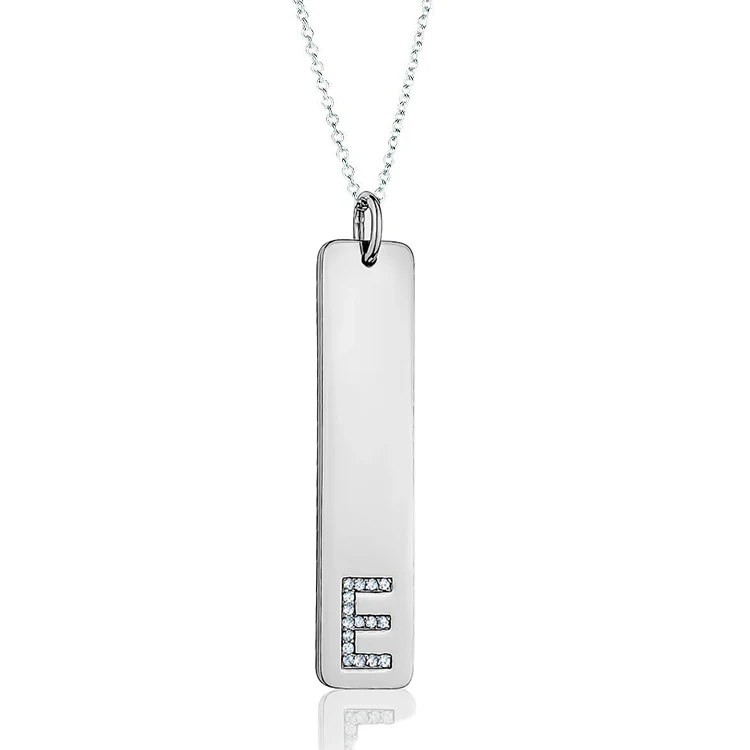 Diamond Initial Bar Pendant - Image 2