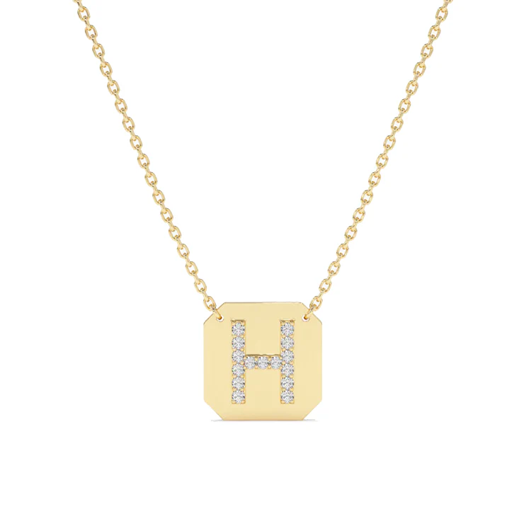 Diamond Initial Cornerstone Disc Necklace