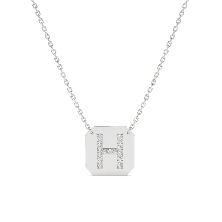 Diamond Initial Cornerstone Disc Necklace - Image 3