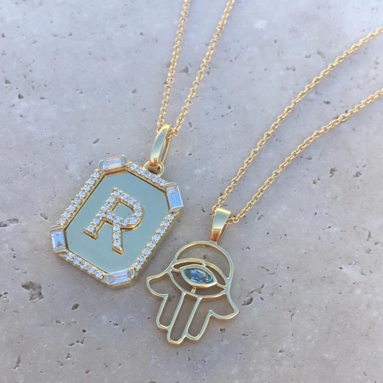 Diamond Initial Nameplate Necklace - Image 2
