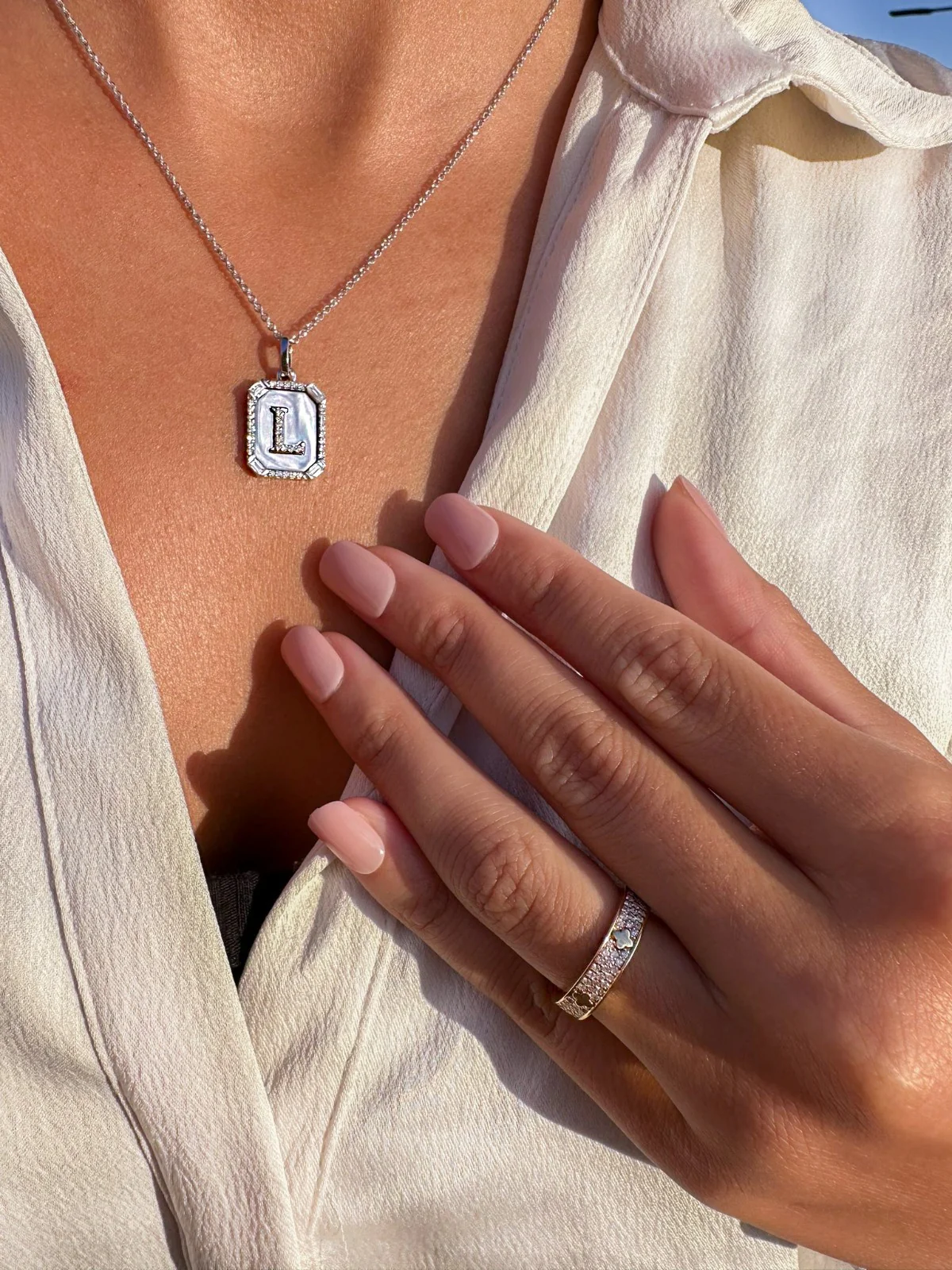 Diamond Initial Nameplate Necklace - Image 3