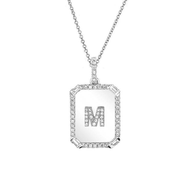 Diamond Initial Nameplate Necklace - Image 4