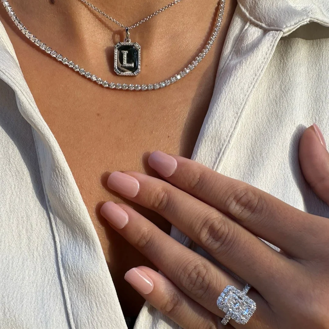 Diamond Initial Nameplate Necklace - Image 5