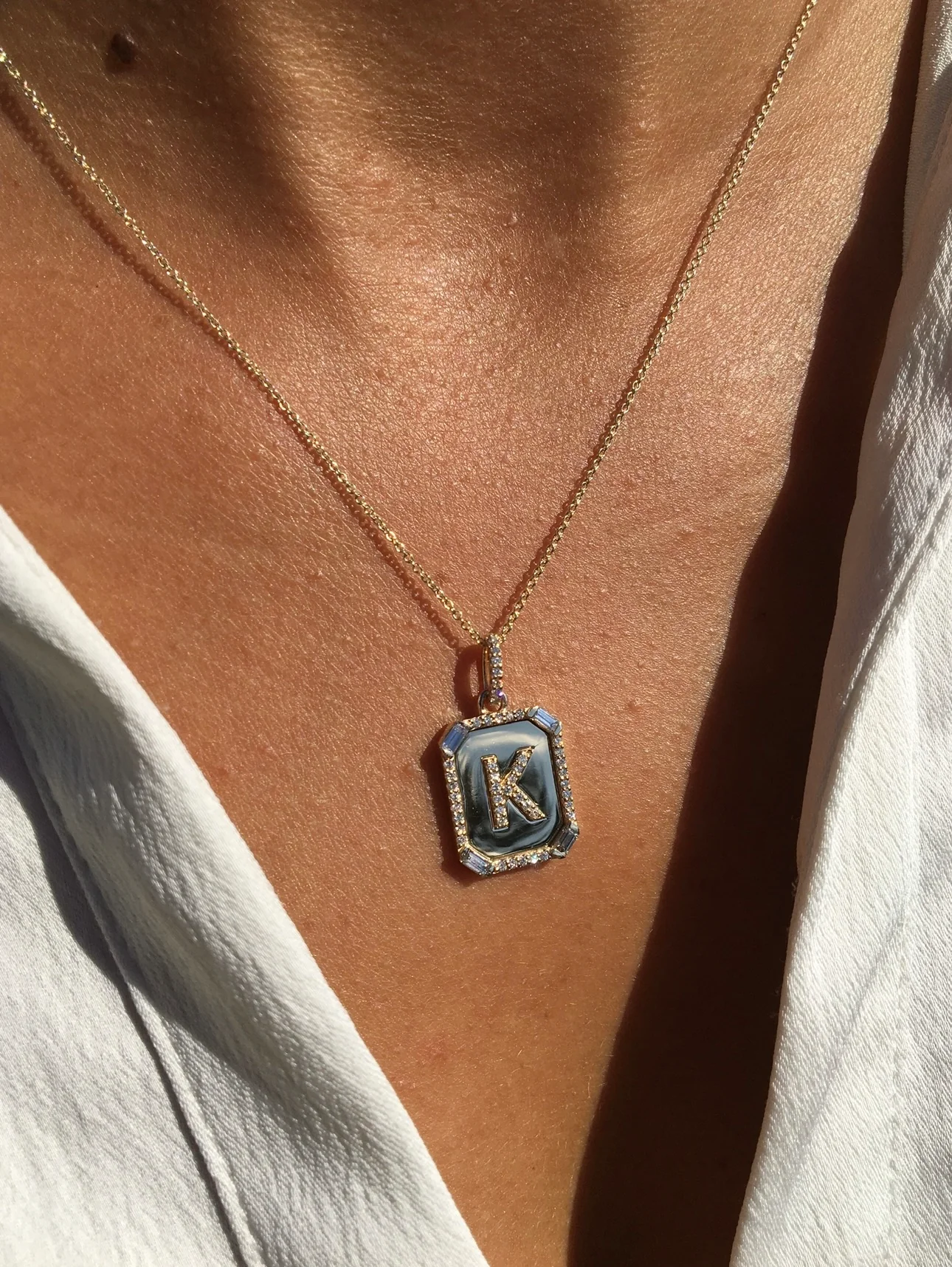 Diamond Initial Nameplate Necklace - Image 8