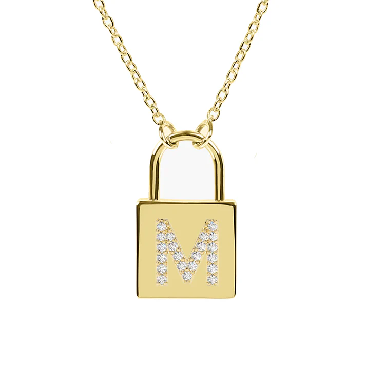 Diamond Initial Padlock Necklace