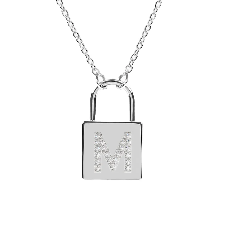 Diamond Initial Padlock Necklace - Image 2