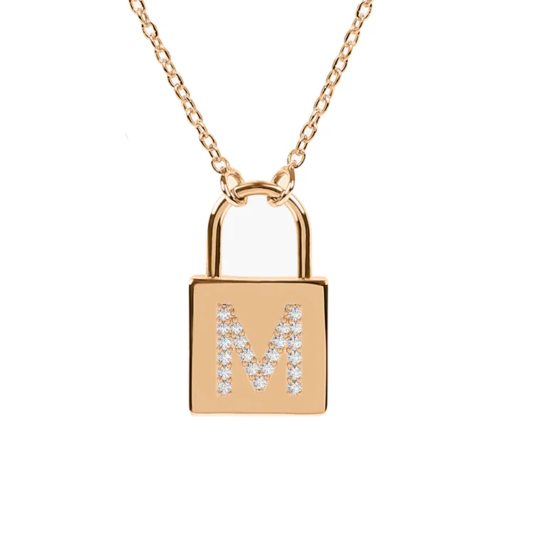 Diamond Initial Padlock Necklace - Image 3