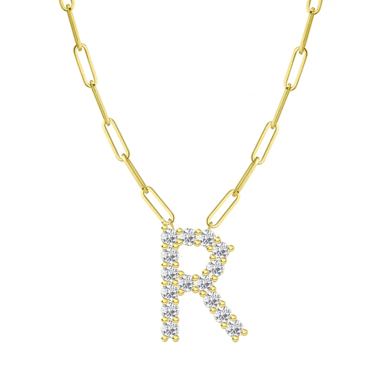 Diamond Initial Pendant with Paperclip Chain - Image 15