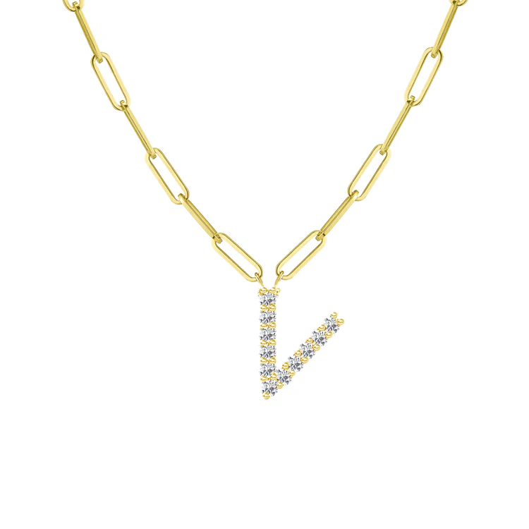 Diamond Initial Pendant with Paperclip Chain - Image 18
