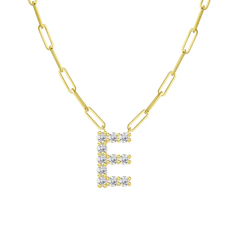 Diamond Initial Pendant with Paperclip Chain - Image 5