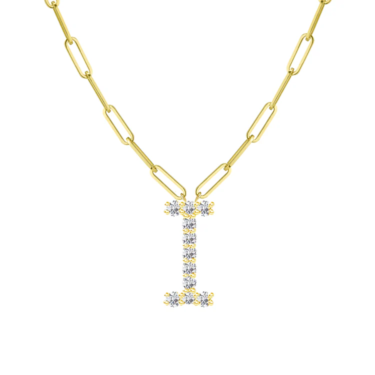 Diamond Initial Pendant with Paperclip Chain - Image 9