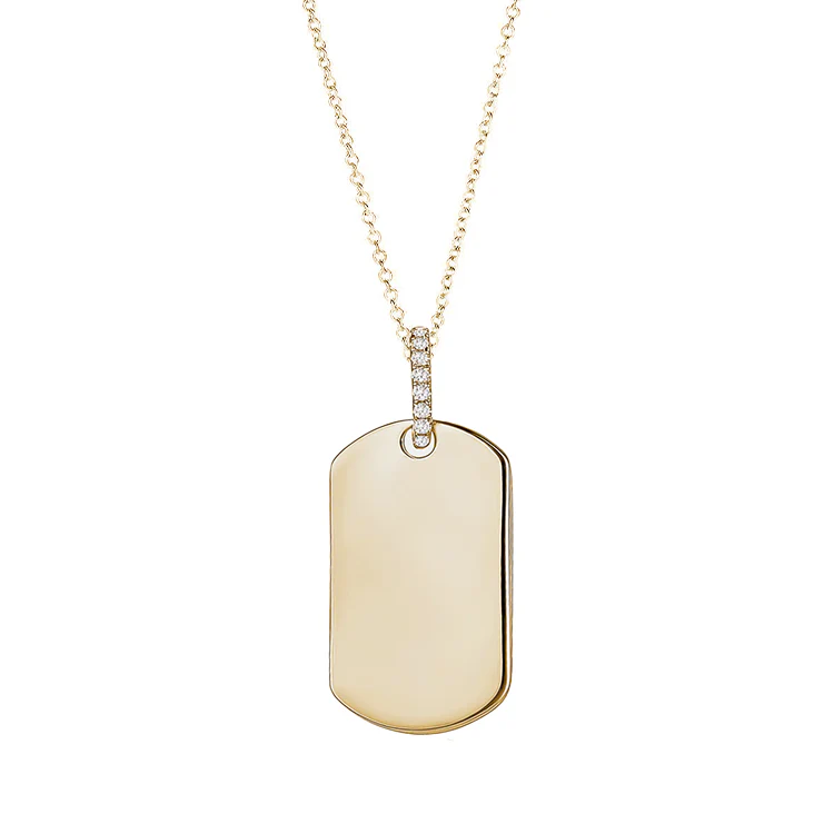 Diamond Link Dog Tag Necklace