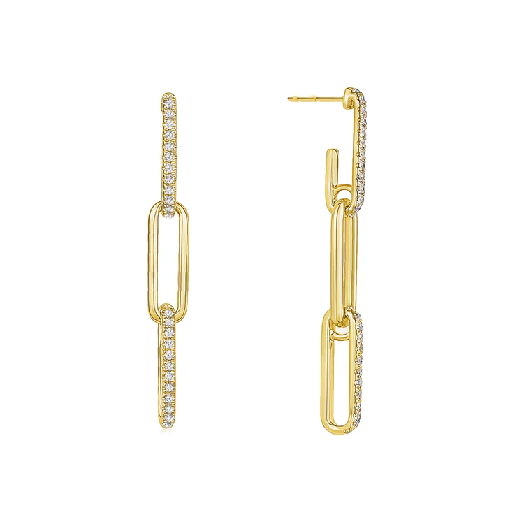 Diamond Link Drop Earrings