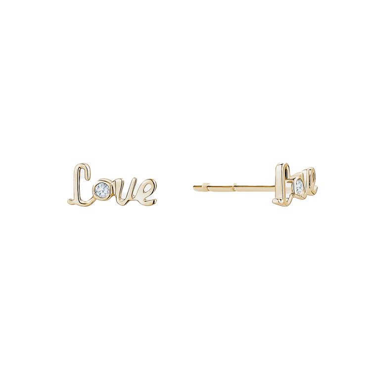 Diamond Love Stud Earrings - Image 3
