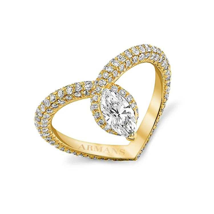 Diamond Marquise Heart Shaped Ring