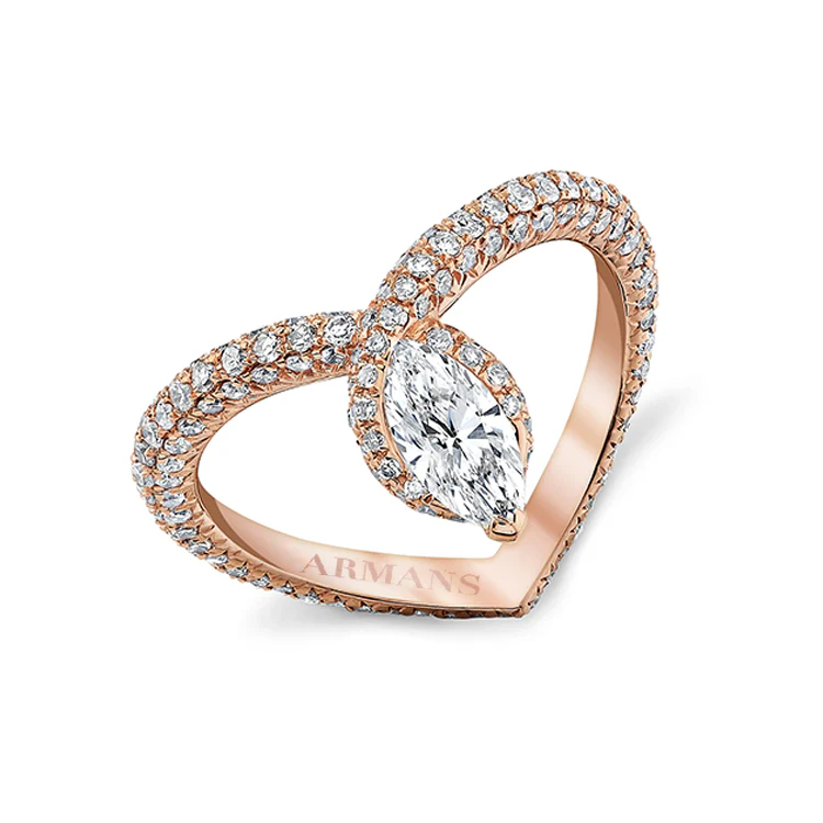 Diamond Marquise Heart Shaped Ring - Image 3