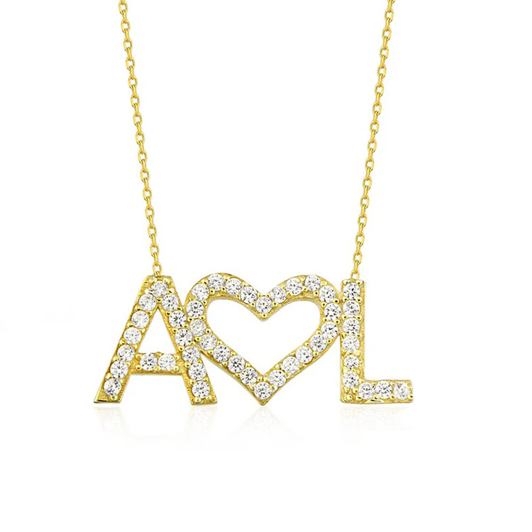 Diamond Multi Initial Heart Necklace