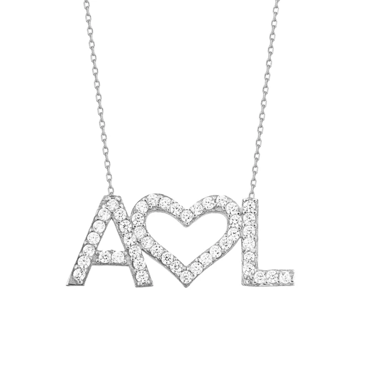 Diamond Multi Initial Heart Necklace - Image 2