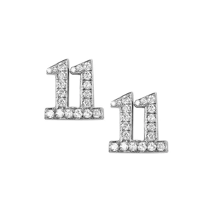 Diamond Number Stud Earrings - Image 2