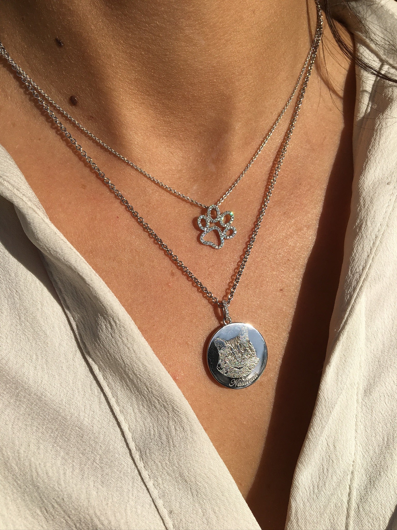 Diamond Paw Print Necklace - Image 3