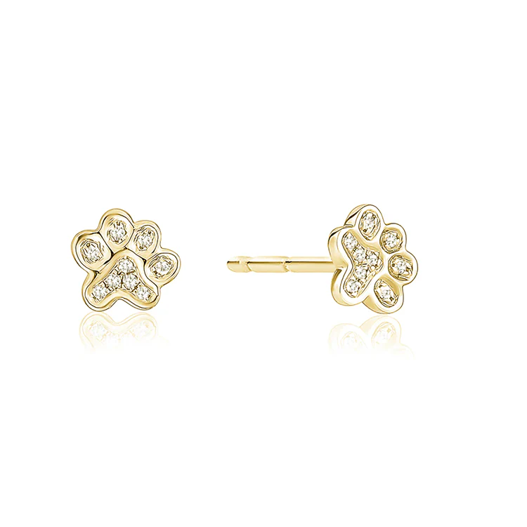 Diamond Paw Print Stud