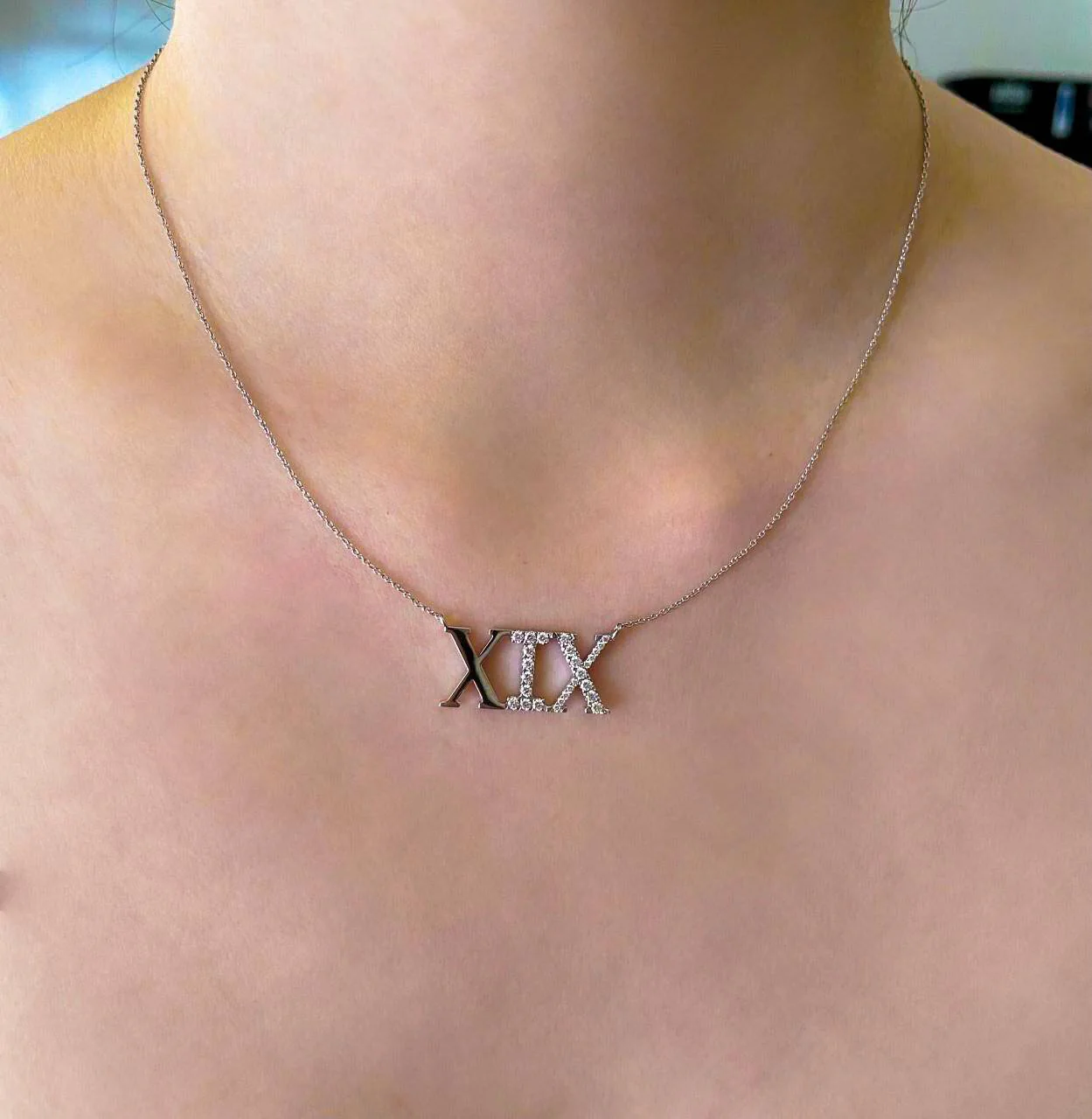 Diamond Roman Numeral Necklace - Image 2