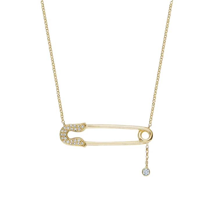 Diamond Safety Pin Pendant