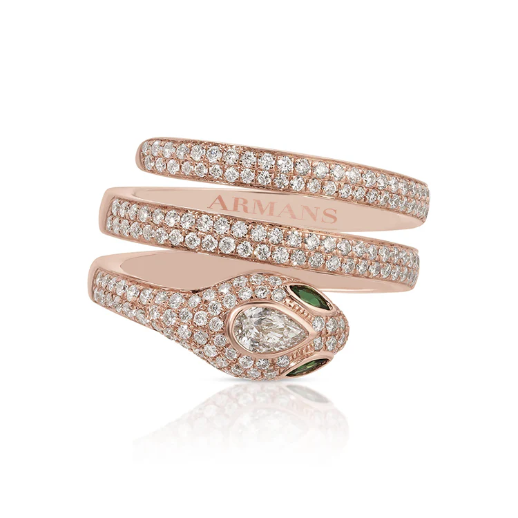 Diamond Spiral Snake Ring