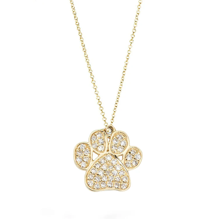 Diamond Studded Paw Print Necklace