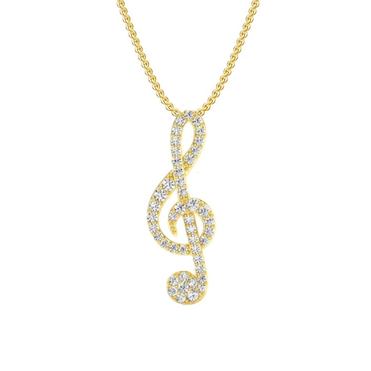 Diamond Treble Clef Necklace - Image 3