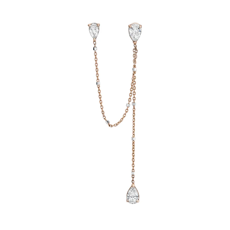 Diamond Trio Chain Drop Earrings - Image 3