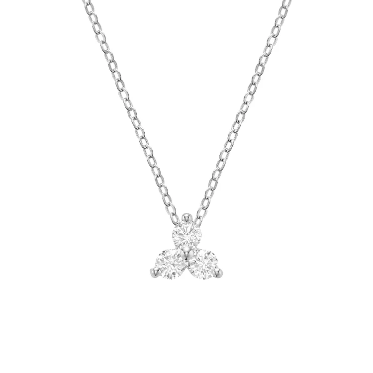 Diamond Trio Cluster Necklace - Image 2
