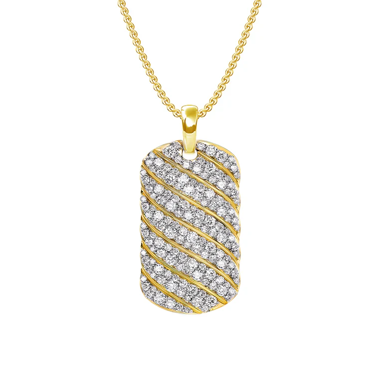 Diamond Wave Dog Tag Necklace