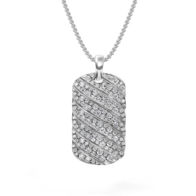 Diamond Wave Dog Tag Necklace - Image 3
