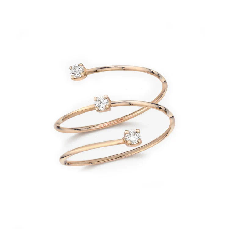 Distant Diamond Spiral Ring