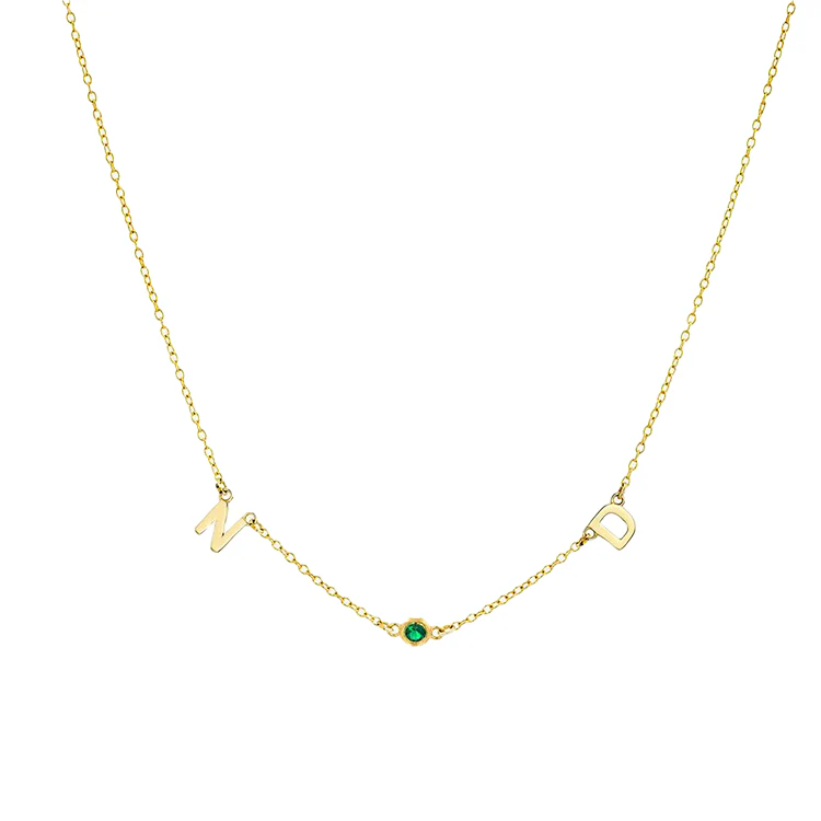 Double Initial Gemstone Necklace