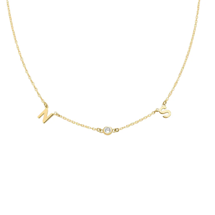 Double Initial Gemstone Necklace - Image 3