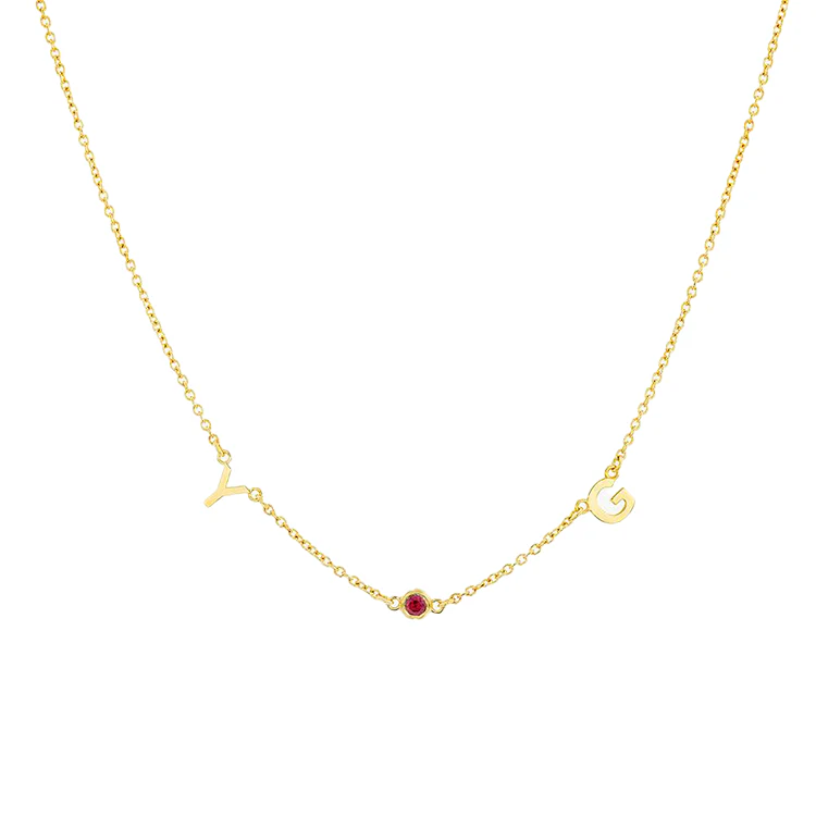 Double Initial Gemstone Necklace - Image 4