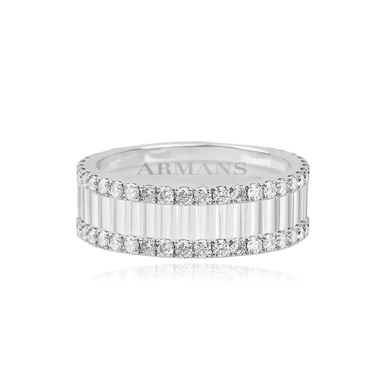Double Row Pave Diamond Fluted Band - Image 2