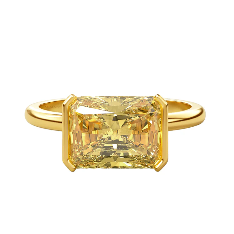 East West Golden Horizon Semi-Bezel Engagement Ring