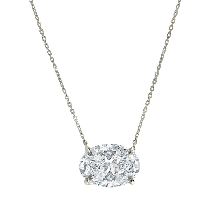 East West Oval Diamond Chain Necklace - Image 3