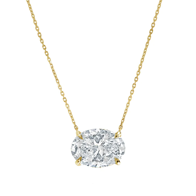 East West Oval Diamond Chain Necklace - Image 4