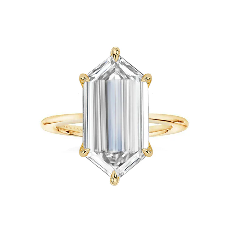 Elongated Hexagon Lab Grown Engagement Ring