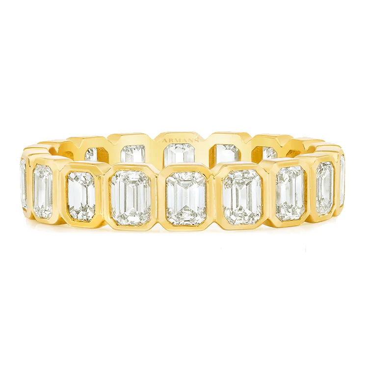 Emerald Bezel Set Wedding Band