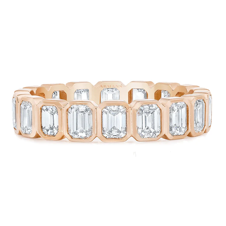 Emerald Bezel Set Wedding Band - Image 3